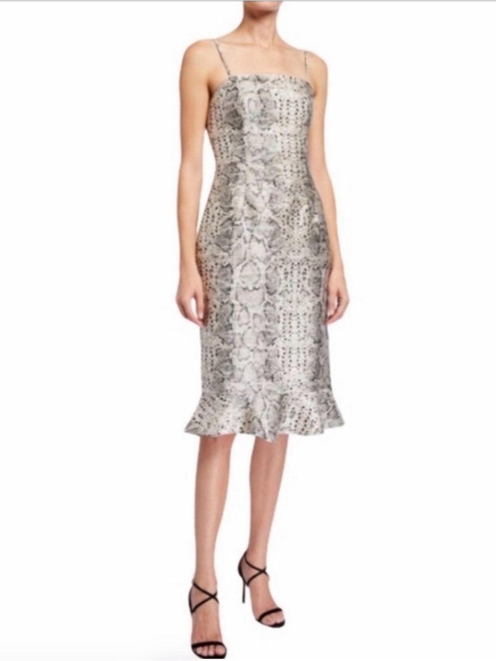 Hutch Silver Gray Snake-Print Midi Dress